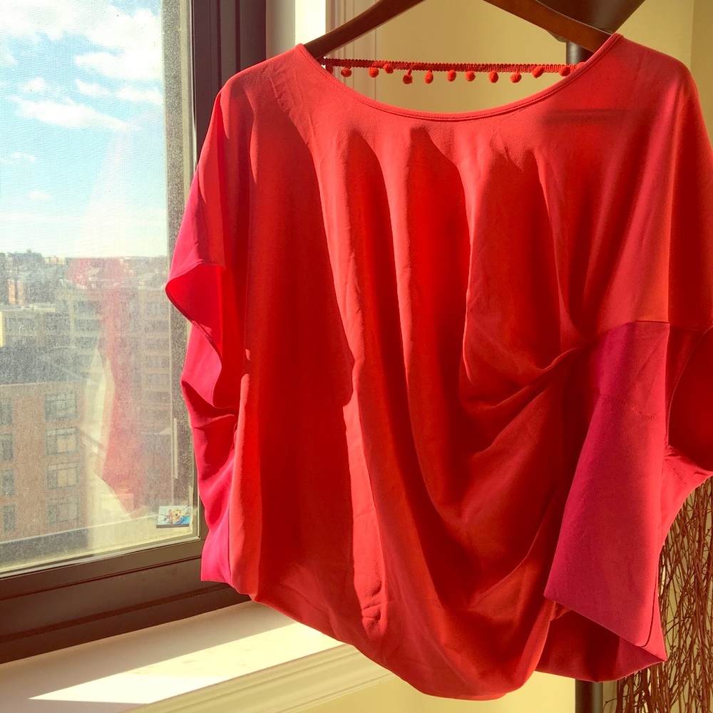July 4 Crop oversize plus size red ruffle puff top